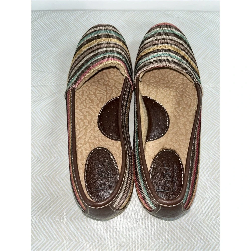 BOC Born Womens Franki Espadrille Flats Sz 6M Striped Slip On Shoes Comfort 90's